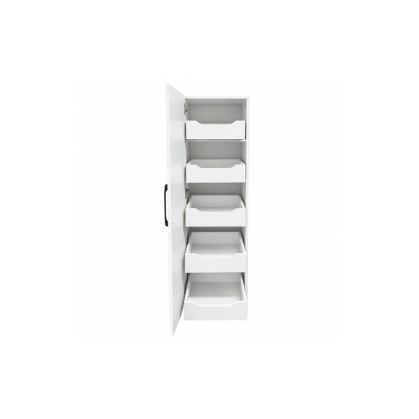 English Elm Tall Narrow Pantry Cabinet Freestanding Six Drawer White Kitchen Food Organizer W331P478441