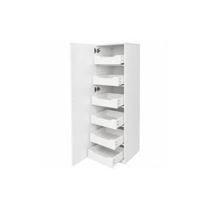 English Elm Tall Narrow Pantry Cabinet Freestanding Six Drawer White Kitchen Food Organizer W331P478441