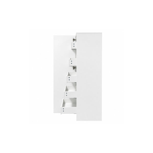 English Elm Tall Narrow Pantry Cabinet Freestanding Six Drawer White Kitchen Food Organizer W331P478441