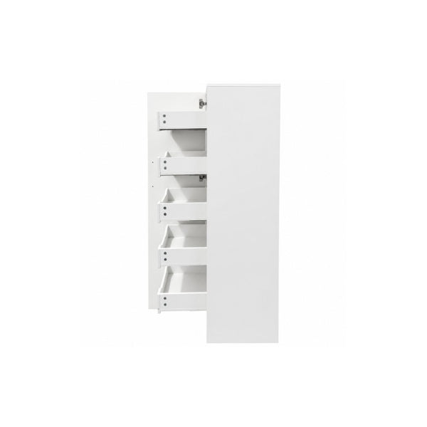 English Elm Tall Narrow Pantry Cabinet Freestanding Six Drawer White Kitchen Food Organizer W331P478441