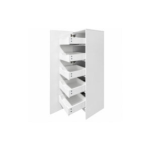 English Elm Tall Narrow Pantry Cabinet Freestanding Six Drawer White Kitchen Food Organizer W331P478441