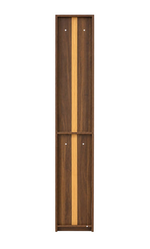 English Elm Tall Slim Tower Bookcase with Five Open Shelves and Two Drawers for Small Spaces W331P485806
