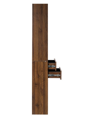 English Elm Tall Slim Tower Bookcase with Five Open Shelves and Two Drawers for Small Spaces W331P485806