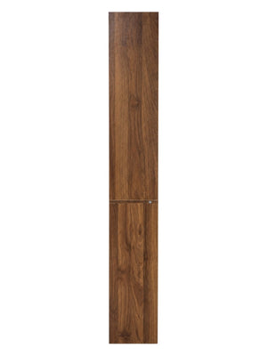 English Elm Tall Slim Tower Bookcase with Five Open Shelves and Two Drawers for Small Spaces W331P485806