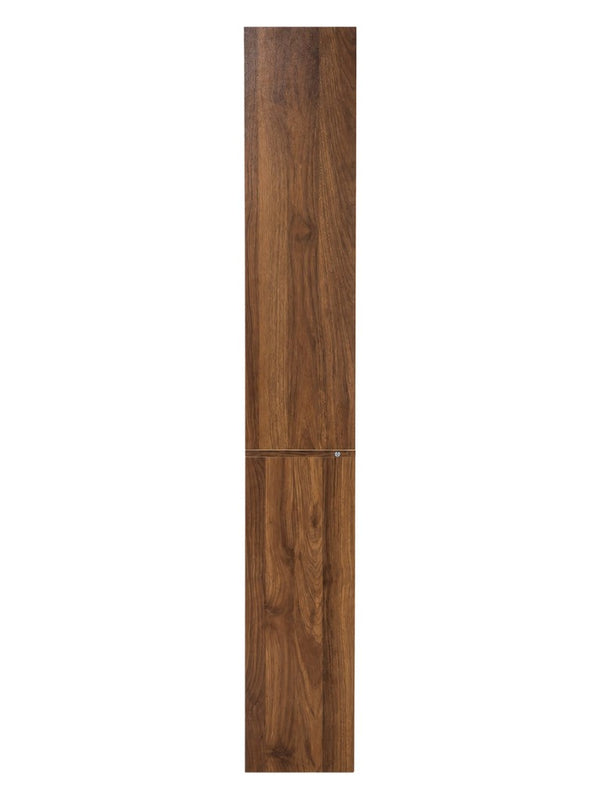 English Elm Tall Slim Tower Bookcase with Five Open Shelves and Two Drawers for Small Spaces W331P485806