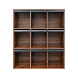 English Elm 3×3 Cubby Organizer Bookcase with Flip Doors Melamine Finish for Home Office W331P491389