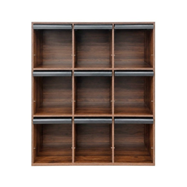 English Elm 3×3 Cubby Organizer Bookcase with Flip Doors Melamine Finish for Home Office W331P491389