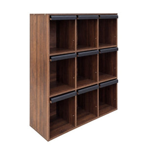 English Elm 3×3 Cubby Organizer Bookcase with Flip Doors Melamine Finish for Home Office W331P491389