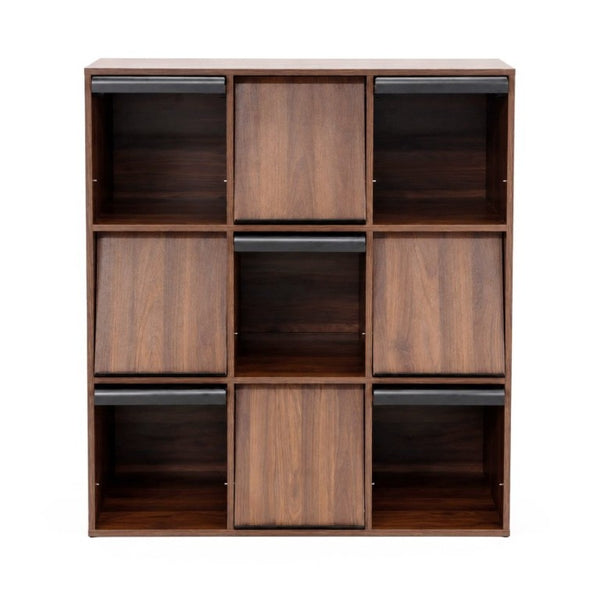 English Elm 3×3 Cubby Organizer Bookcase with Flip Doors Melamine Finish for Home Office W331P491389