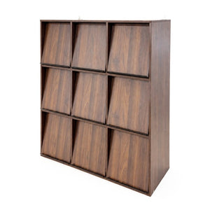 English Elm 3×3 Cubby Organizer Bookcase with Flip Doors Melamine Finish for Home Office W331P491389
