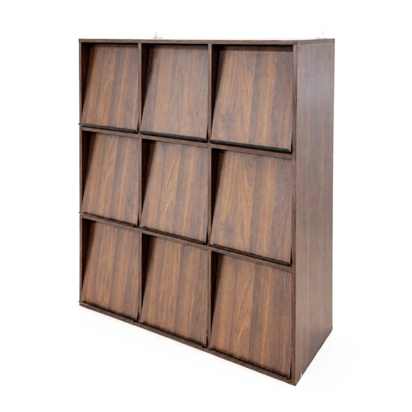 English Elm 3×3 Cubby Organizer Bookcase with Flip Doors Melamine Finish for Home Office W331P491389