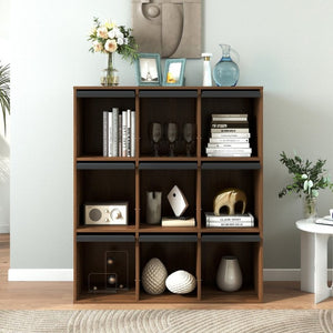 English Elm 3×3 Cubby Organizer Bookcase with Flip Doors Melamine Finish for Home Office W331P491389