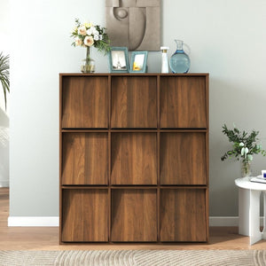 English Elm 3×3 Cubby Organizer Bookcase with Flip Doors Melamine Finish for Home Office W331P491389