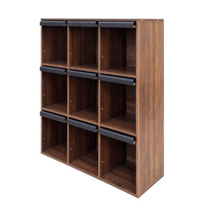 English Elm 3×3 Cubby Organizer Bookcase with Flip Doors Melamine Finish for Home Office W331P491389