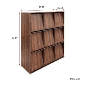 English Elm 3×3 Cubby Organizer Bookcase with Flip Doors Melamine Finish for Home Office W331P491389