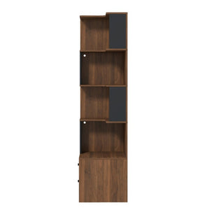 English Elm Corner Bookcase L Shaped 4 Tier Freestanding Shelf with LED Lights and Pull Out Drawers W331P497833
