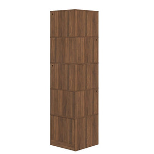 English Elm Corner Bookcase L Shaped 4 Tier Freestanding Shelf with LED Lights and Pull Out Drawers W331P497833
