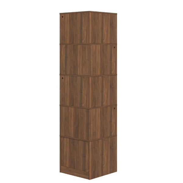 English Elm Corner Bookcase L Shaped 4 Tier Freestanding Shelf with LED Lights and Pull Out Drawers W331P497833