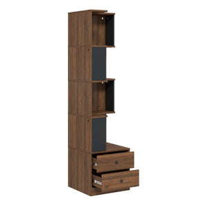English Elm Corner Bookcase L Shaped 4 Tier Freestanding Shelf with LED Lights and Pull Out Drawers W331P497833