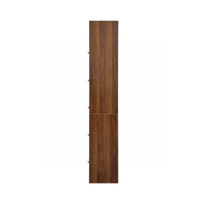 English Elm 5-Tier Freestanding Bookcase with Oval Flip Glass Doors Slim Retro Display Shelf W331P498876