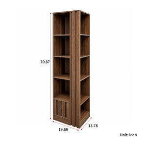 English Elm 5-Tier Slim Bookcase with Secret Drawer Melamine Shelving Unit for Office or Living Room W331P500688
