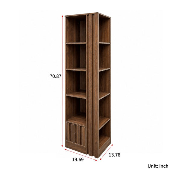 English Elm 5-Tier Slim Bookcase with Secret Drawer Melamine Shelving Unit for Office or Living Room W331P500688