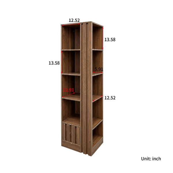 English Elm 5-Tier Slim Bookcase with Secret Drawer Melamine Shelving Unit for Office or Living Room W331P500688