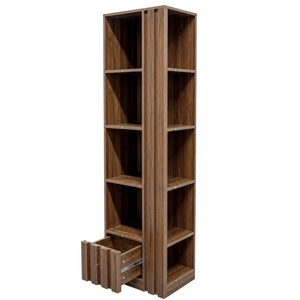 English Elm 5-Tier Slim Bookcase with Secret Drawer Melamine Shelving Unit for Office or Living Room W331P500688