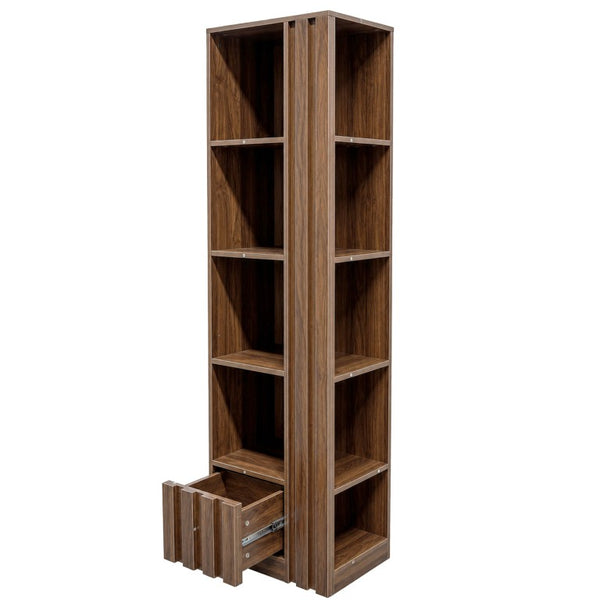 English Elm 5-Tier Slim Bookcase with Secret Drawer Melamine Shelving Unit for Office or Living Room W331P500688