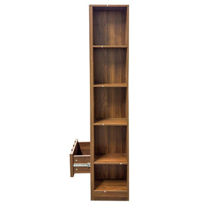 English Elm 5-Tier Slim Bookcase with Secret Drawer Melamine Shelving Unit for Office or Living Room W331P500688