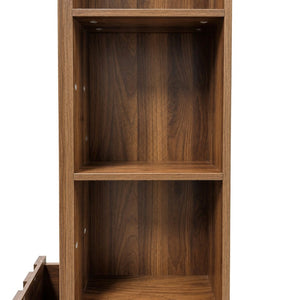 English Elm 5-Tier Slim Bookcase with Secret Drawer Melamine Shelving Unit for Office or Living Room W331P500688