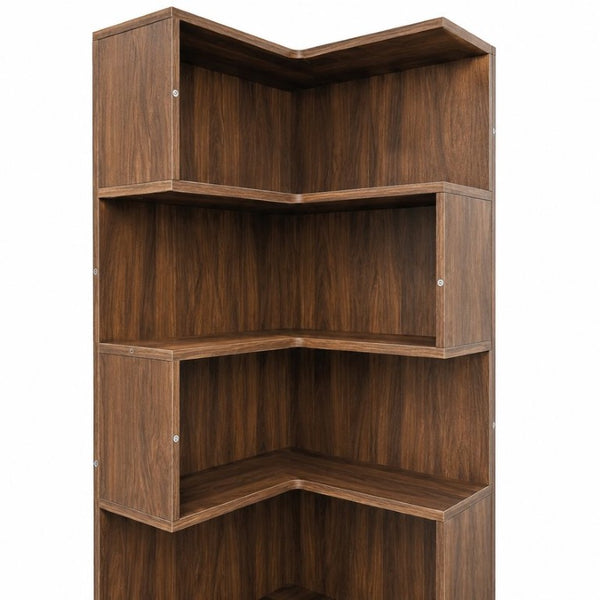English Elm Corner Four Tier Bookcase with Cabinet Door Freestanding L Shaped Display Shelf W331P501619