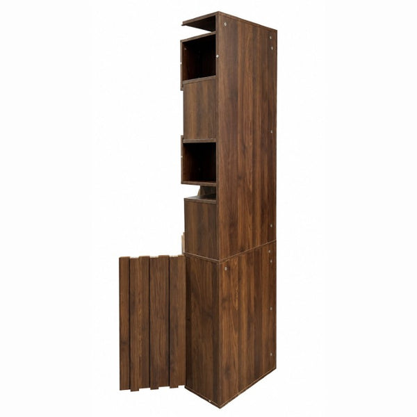 English Elm Corner Four Tier Bookcase with Cabinet Door Freestanding L Shaped Display Shelf W331P501619