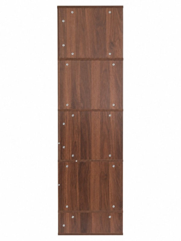English Elm Corner Five Tier Bookcase with Fluted Baffle Detail Freestanding L Shaped Living Room Shelf W331P508626