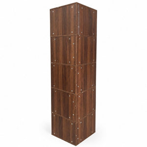 English Elm Corner Five Tier Bookcase with Fluted Baffle Detail Freestanding L Shaped Living Room Shelf W331P508626
