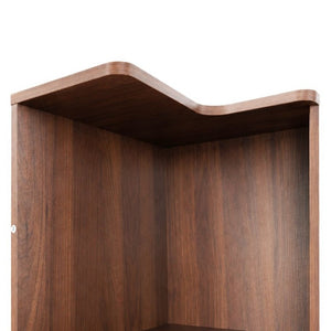 English Elm Corner Five Tier Bookcase with Fluted Baffle Detail Freestanding L Shaped Living Room Shelf W331P508626