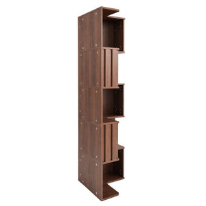 English Elm Corner Five Tier Bookcase with Fluted Baffle Detail Freestanding L Shaped Living Room Shelf W331P508626