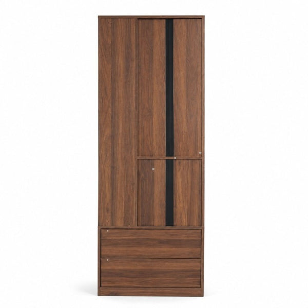 English Elm Tall Asymmetrical Storage Cabinet Fluted Drawers Open Shelves Bedroom Bathroom Organizer W331P508637