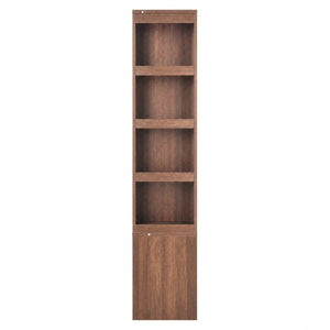 English Elm Tall Asymmetrical Storage Cabinet Fluted Drawers Open Shelves Bedroom Bathroom Organizer W331P508637