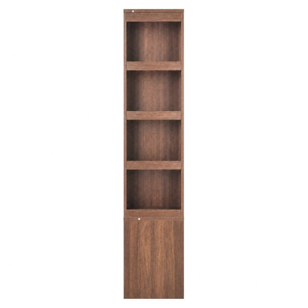 English Elm Tall Asymmetrical Storage Cabinet Fluted Drawers Open Shelves Bedroom Bathroom Organizer W331P508637