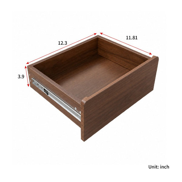 English Elm Tall Mid-Century Walnut Nightstand with Glass Cabinet Open Shelving and Two Drawers W331P515010