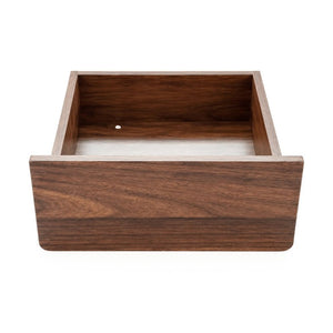 English Elm Tall Mid-Century Walnut Nightstand with Glass Cabinet Open Shelving and Two Drawers W331P515010