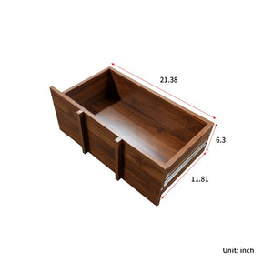 English Elm Walnut Bar Credenza with Glass Door Pull Out Tray and Three Tier Open Shelving W331P515273