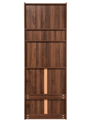 English Elm Walnut Bar Credenza with Glass Door Pull Out Tray and Three Tier Open Shelving W331P515273