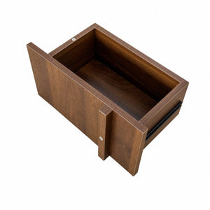 English Elm Tall Slim Freestanding Cabinet with Open Shelf and Concealed Drawers for Compact Spaces W331P515578