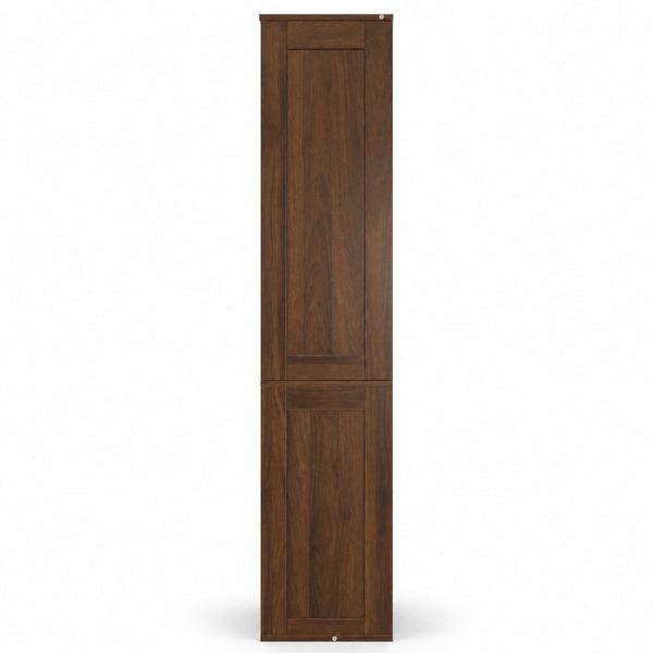 English Elm Tall Slim Freestanding Cabinet with Open Shelf and Concealed Drawers for Compact Spaces W331P515578