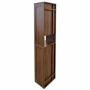 English Elm Tall Slim Freestanding Cabinet with Open Shelf and Concealed Drawers for Compact Spaces W331P515578