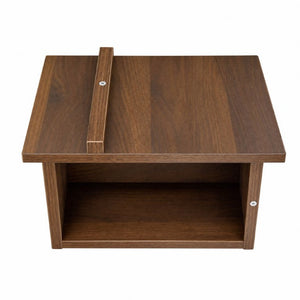 English Elm Tall Slim Freestanding Cabinet with Open Shelf and Concealed Drawers for Compact Spaces W331P515578