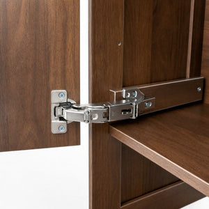 English Elm Tall Slim Freestanding Cabinet with Open Shelf and Concealed Drawers for Compact Spaces W331P515578