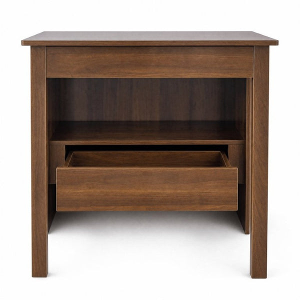English Elm Convertible Fold Out Cabinet Desk with Pull Out Drawers and Open Shelf for Small Spaces W331P515580